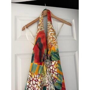 Mac Duggal Colorful Halter Formal Dress Womens